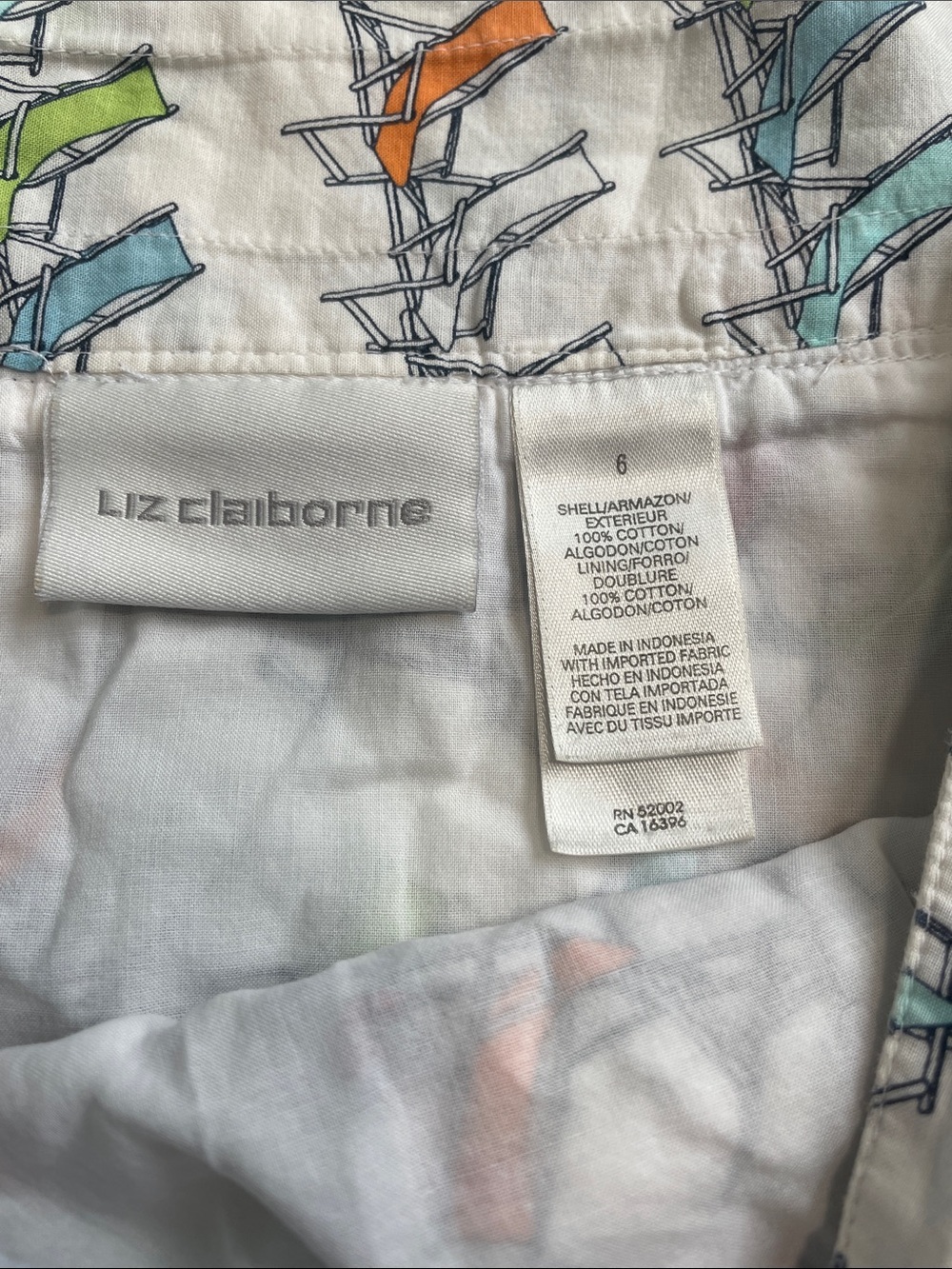 Liz Claiborne White A-Line Skirt with Multicolor Chair Print - Picture 2 of 6